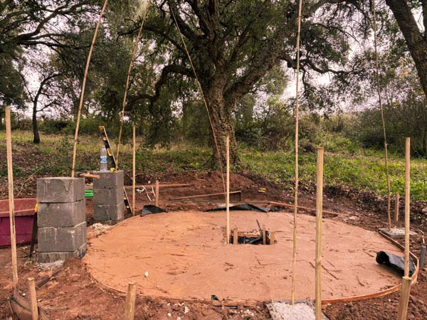 Sweat house clay foundation being built